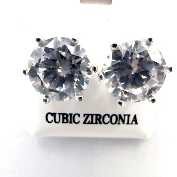 Cubic Zirconia Stud Earrings 925 Sterling Silver 3 CT - Picture 2 of 10